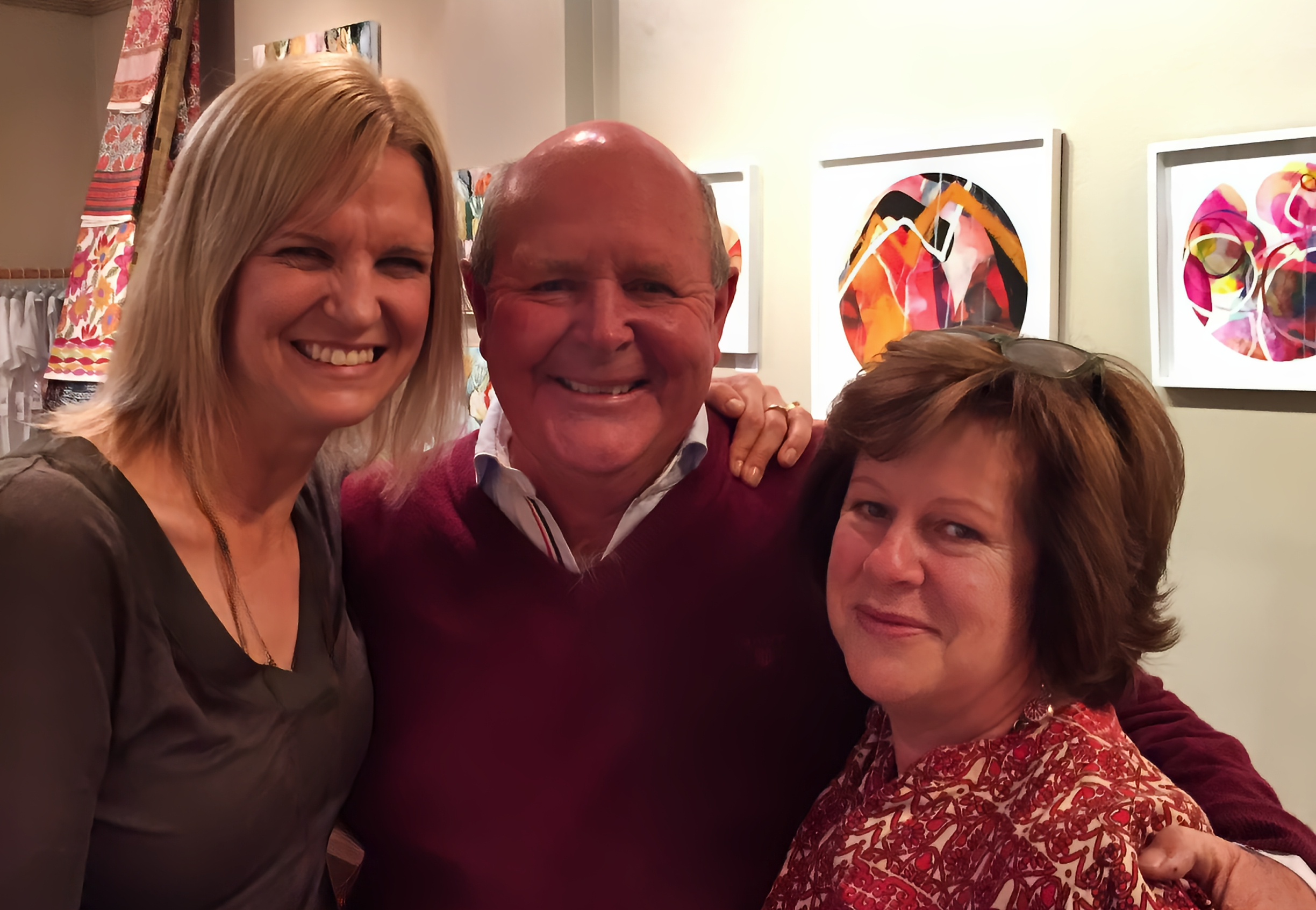 Katie Wyatt with Henry and Gig Moses when she exhibited at The Moree Gallery in 2013.
