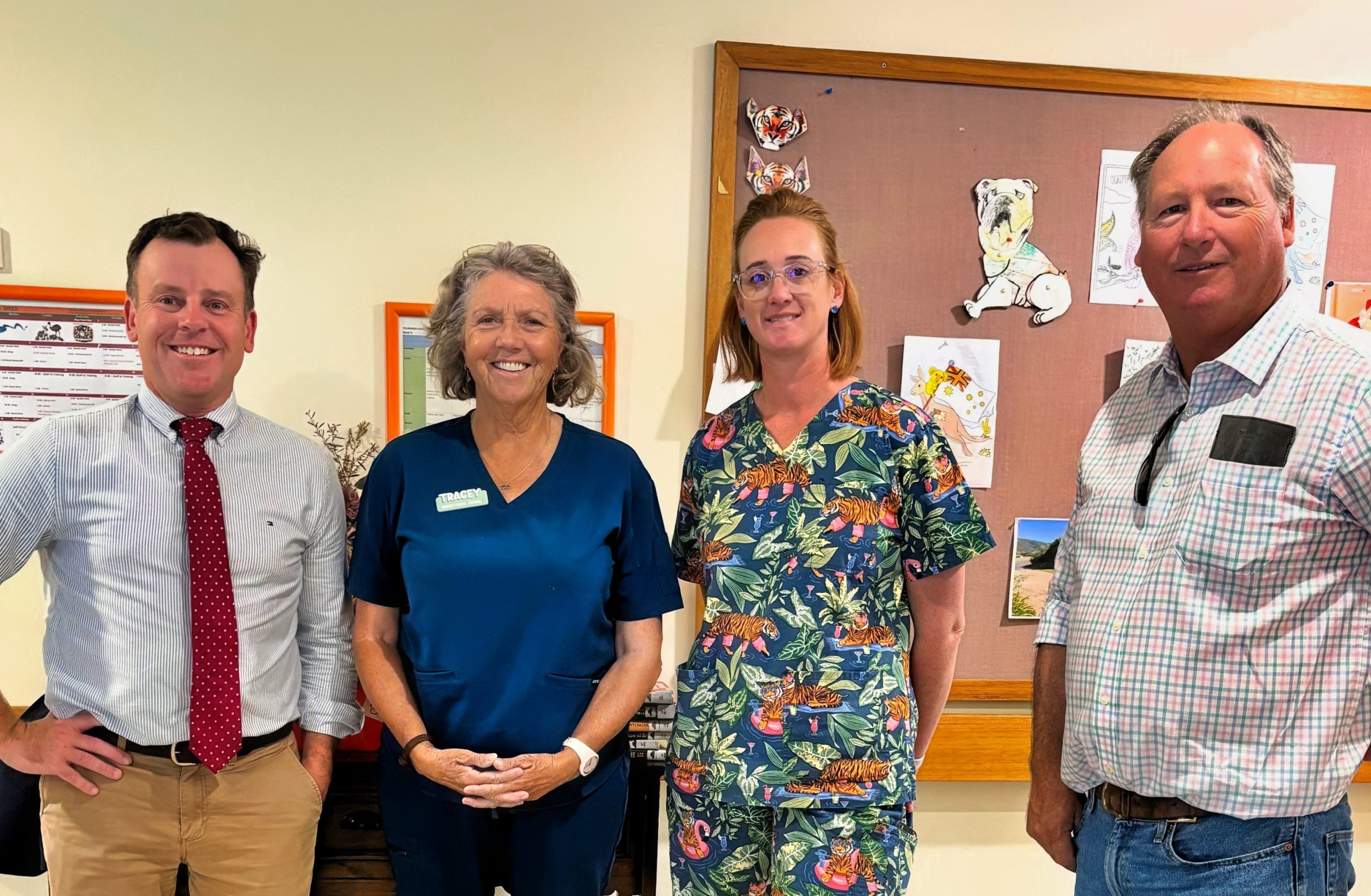 Touriandi Lodge – Brendan with Tracey Gibson RN, Eryn Abra EN, Ranald Munro board member